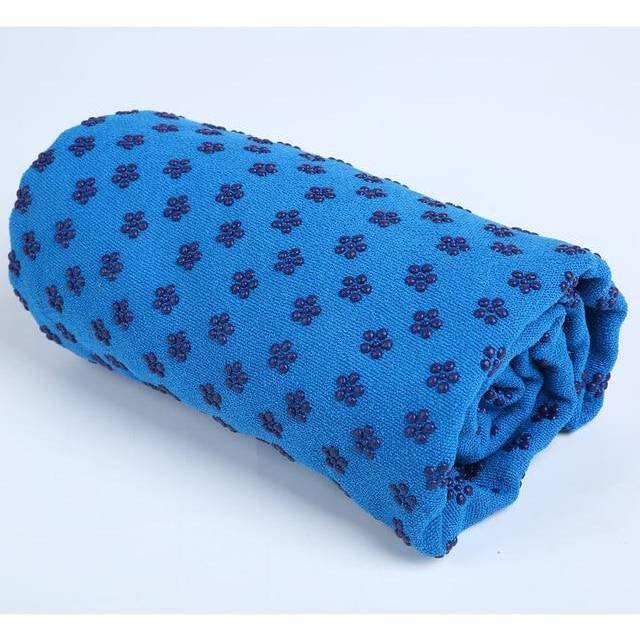 (Blue) Soft Yoga Mat Non Slip Towel Pvc Floral Printed Fitness Equipment Home Gym