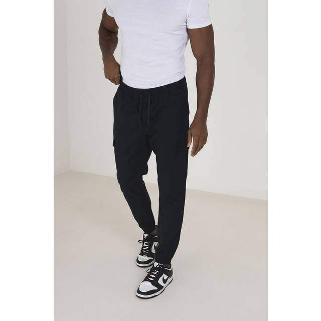 Brave Soul Mens Navy 'Beach'' Cotton Linen Blend Cargo Trousers - Size 34 (Waist)