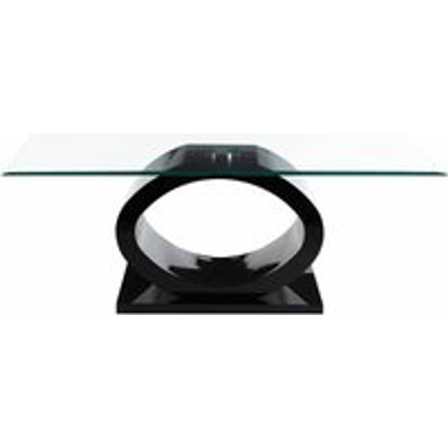 Premier Housewares - Interiors by Premier Modern o Shaped Glass Coffee Table, Glass and Wood Coffee Table, Black Wood Coffee Table, Unique Coffee