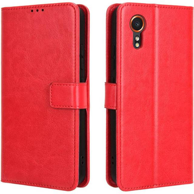 (Red) Case For Samsung Galaxy Xcover 7 5G Magnetic Card Holder Flip Cover Wallet