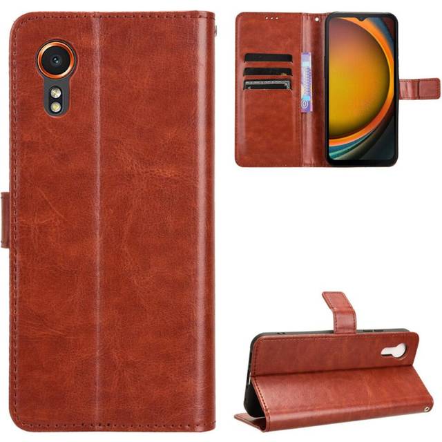 (Brown) Case For Samsung Galaxy Xcover 7 5G Magnetic Card Holder Flip Cover Wallet