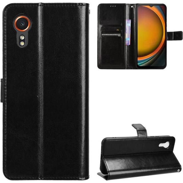 (Black) Case For Samsung Galaxy Xcover 7 5G Magnetic Card Holder Flip Cover Wallet