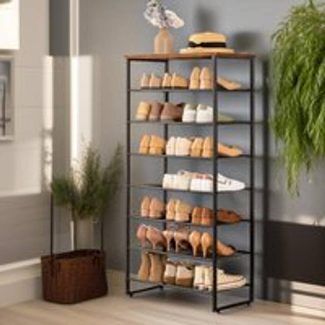 8-Tier Shoe Rack With Detachable Mesh - Brown - One Size