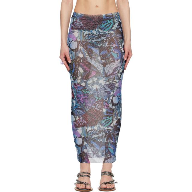 Jean Paul Gaultier Blue Butterfly Maxi Skirt - 5090 Blue/Multicolor - L