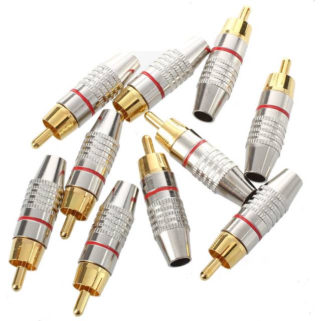 Adapter Audio Coaxial Cable Connector RCA Plug seamless 10 pcs