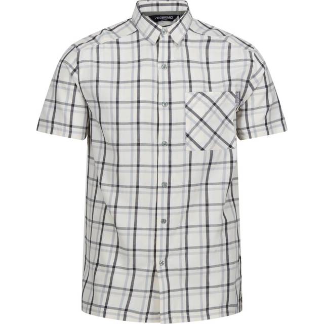(M, Silver Grey/Ash/White/Marshmallow) Regatta Mens Mindano VIII Checked Short-Sleeved Shirt