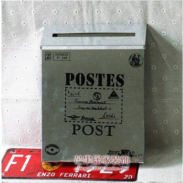 (white iron, 02) Countryside Mailbox Small Suggestion Box Iron Sheet Mailbox