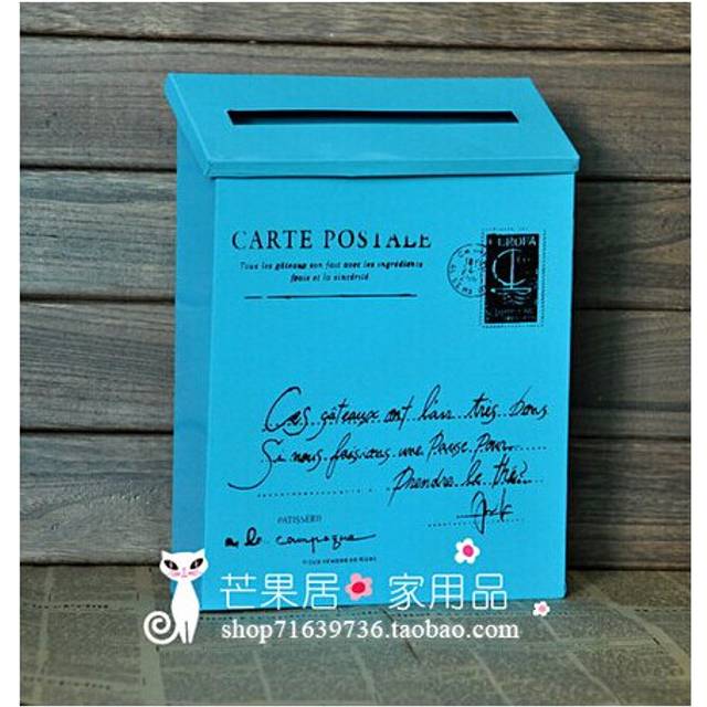 (blue, 01) Countryside Mailbox Small Suggestion Box Iron Sheet Mailbox