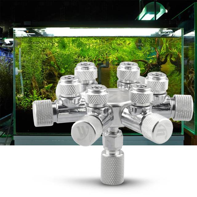 Aquarium Tank CO2 Splitter Regulator Distributor Needle Fine Adjusting Valve for CO2 Regulator with 6 Way Outlets 2 Way Outlets
