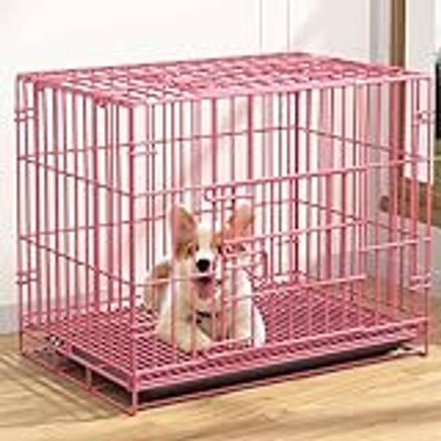 Hundbur, Hundkennel, Hundbur, Husdjursbur, Kattbur, Hundburar För Små Hundar, Hundbur, Hopfällbar Hundbur, Burar (Color : Pink, Size : L)