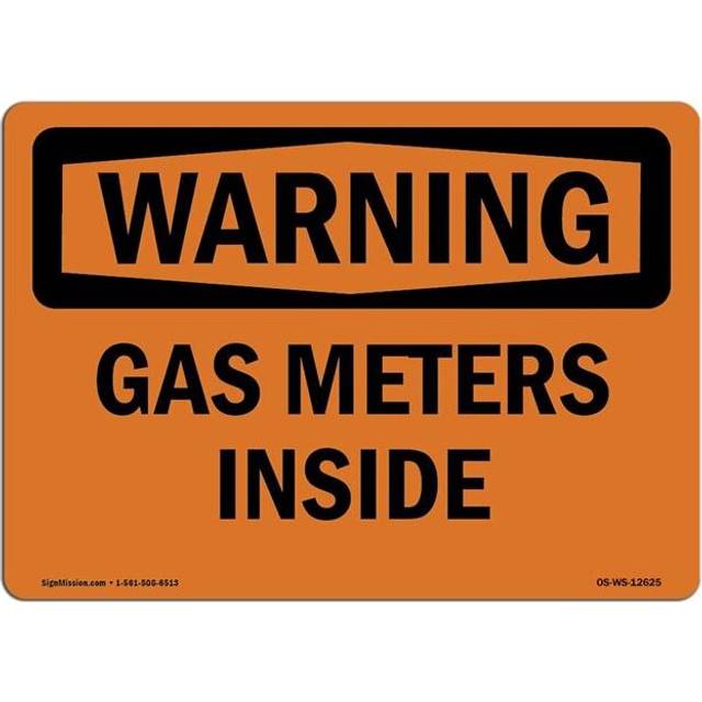 SignMission OS-WS-A-1014-L-12625 10 x 14 in. OSHA Warning Sign - Gas Meters Inside