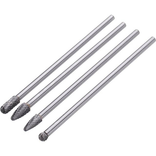 4Pcs 150-160mm Tungsten Carbide Rotary Burr Set 6mm Shank for Die Grinder Drill DIY Woodworking Metal Carving Polishing Engraving Drilling