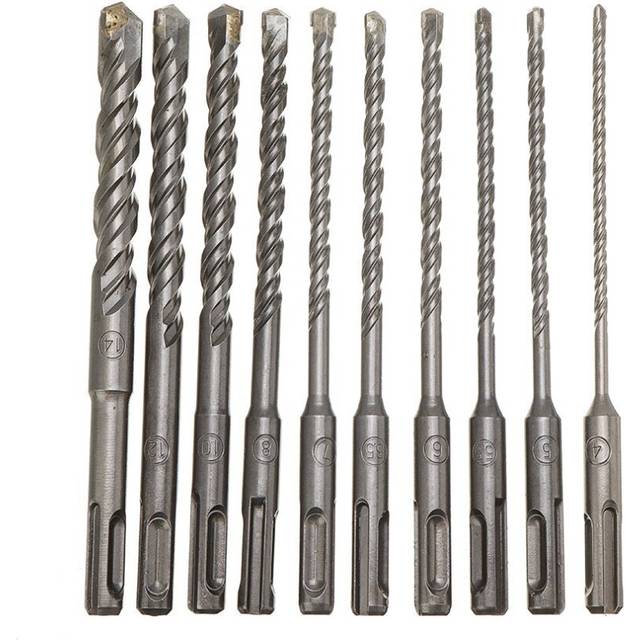 10Pcs 4-14mm Masonry Drill Bits Double SDS Plus Slot Electric Hammer Set 160mm Metal HSS For Drills Cutting