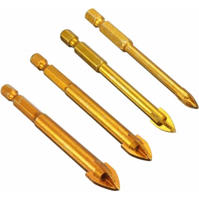 (8mm) Hex Shank Tungsten Carbide Tile Glass Cross Spear Head Drill Bit 6/8/10/12mm