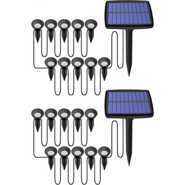 2x 10 In 1 Solar Lights Outdoors Waterproof For Garden Path Decor