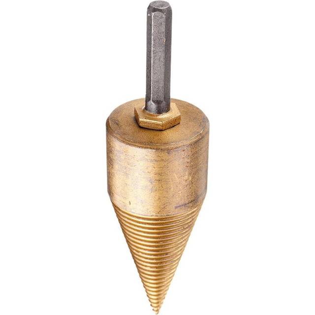 (42mm Hex Shank Drill Bit) 32/42mm Titanium Coated HSS Round/Square/Hexagonal Shank Firewood Drill Bit Splitter Wood Split Cone Drill Bit For Tree Cut
