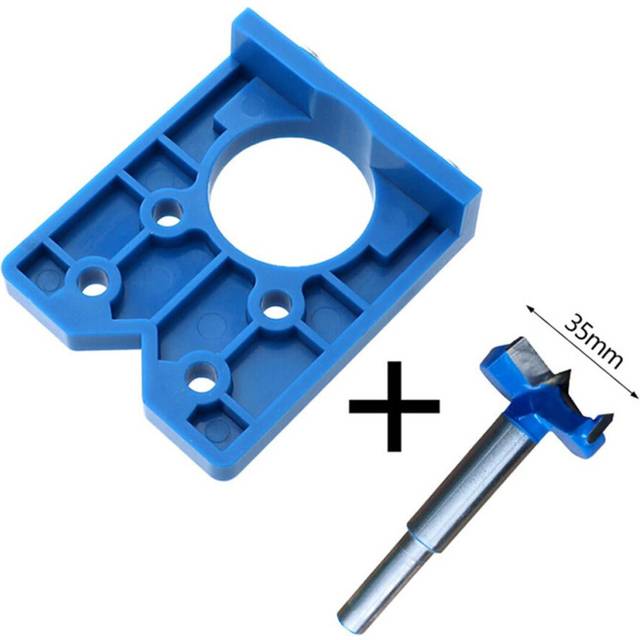 (1 x Hinged Hole Locator+1 x Drill Bit) 35mm Drilling Door Locator with or without Drill Concealed Hinge Hole Boring Jig Guide Woodworking Tool
