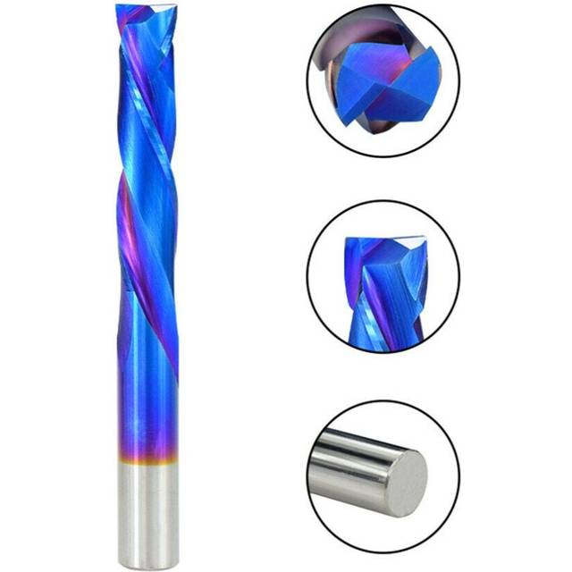 (6x17x50mm) Carbide 2 Flute Up Down Milling Cutter 6mm Shank Blue Nano Coating CNC Router Bit 2 Flute End Mill