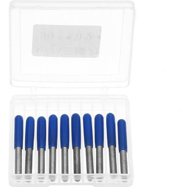 (0.3mm) 10pcs 3.175mm Shank 10 Degree 0.1/0.2/0.3mm Tip Tungsten Steel Engraving Bit CNC Tool
