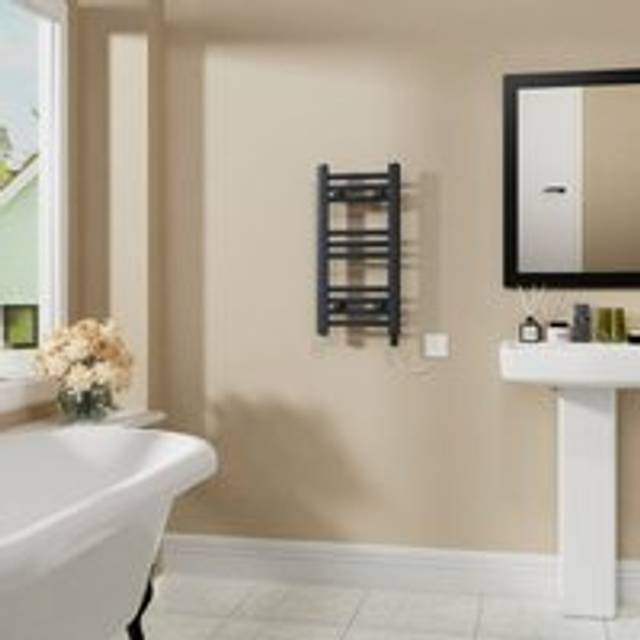 Warmehaus - Electric Bathroom Radiator Straight Anthracite 600x300mm 200W