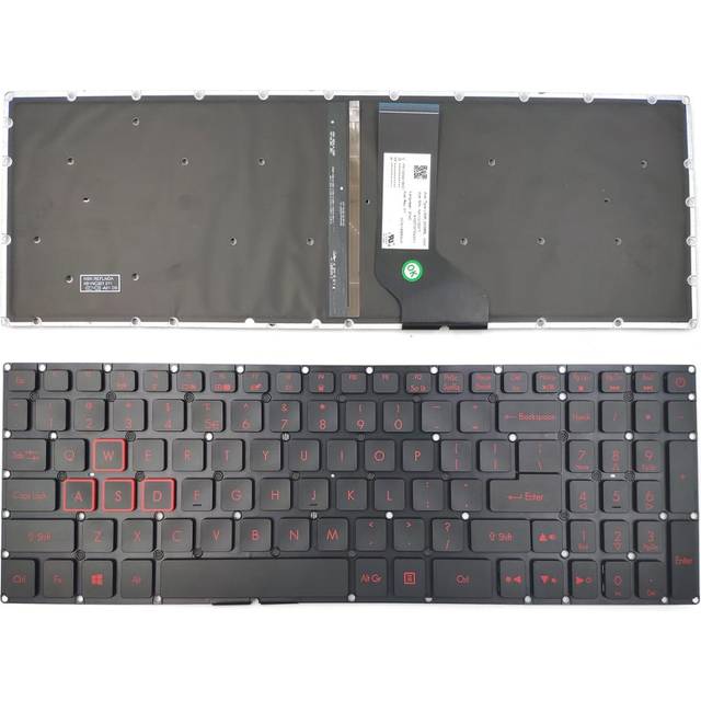 För acer nitro 5 an515-51 n17 c 1 an515-52 an515-53- serie bärbar dator tangentbord oss svart med bakgrundsbelyst utan ram