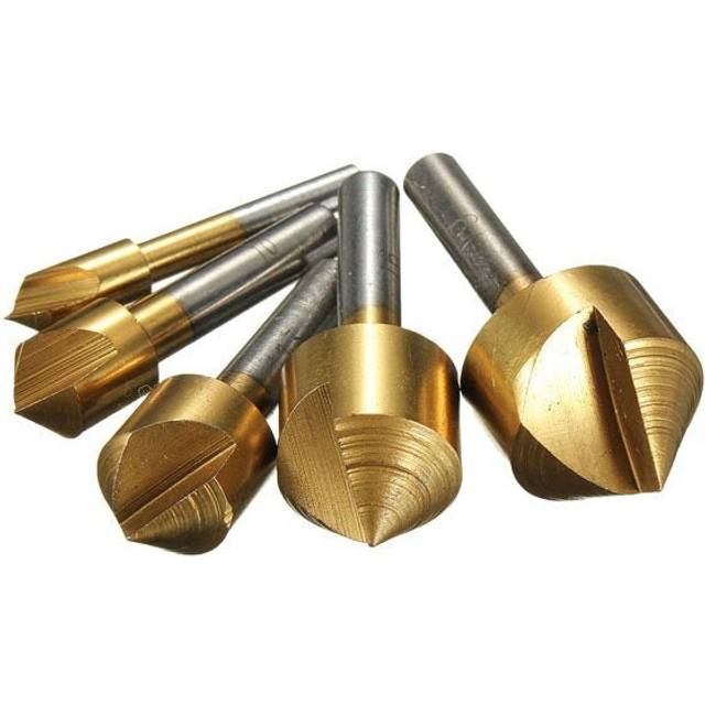 5pcs 6/10/13/16/19mm Titanium Countersinks Chamfering Cutter Drill Press