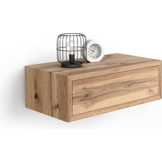 Mobili Fiver, Riccardo Wall bedside table, Rustic Oak, Made In Italy