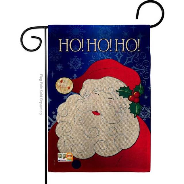 Breeze Decor BD-XM-G-114064-IP-DB-D-US12-BD 13 x 18.5 in. Santa Ho Burlap Winter Christmas Impressions Decorative Vertical Double Sided Garden Flag