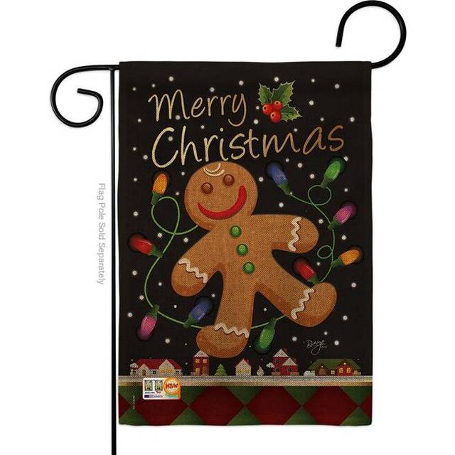 Breeze Decor BD-XM-G-114085-IP-DB-D-US12-BD 13 x 18.5 in. Gingerbread Burlap Winter Christmas Impressions Decorative Vertical Double Sided Garden Flag