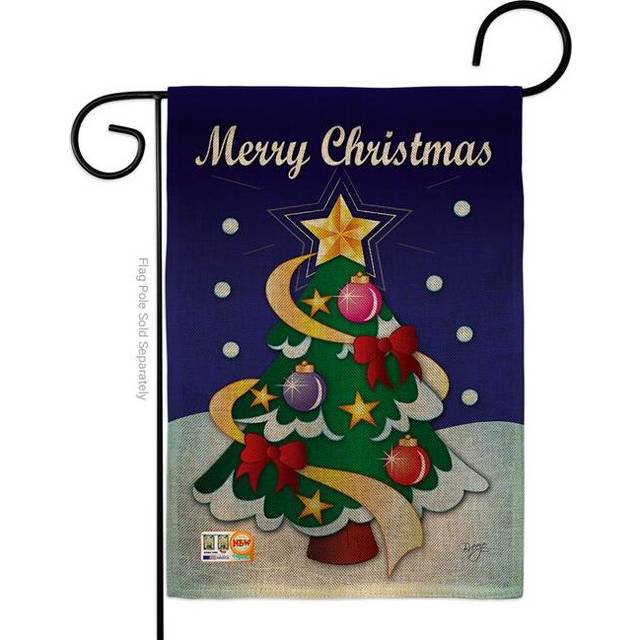 Breeze Decor BD-XM-G-114071-IP-DB-D-US08-BD 13 x 18.5 in. Merry Christmas Burlap Winter Impressions Decorative Vertical Double Sided Garden Flag