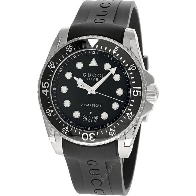 Gucci Dive Black Rubber Strap Watch | 45mm | YA136204B