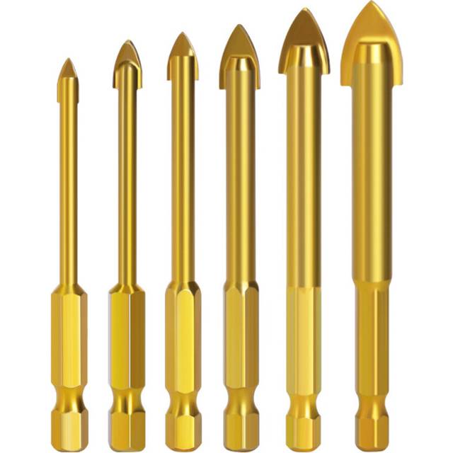 (6pcs(4/5/6/8/10/12mm)) Alloy Triangle Drill Set Ceramic Tile Glass Hole Opener Reaming Hexagonal Shank Slot Drill Bit