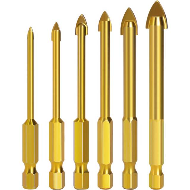 (6pcs(3/4/5/6/8/10mm)) Alloy Triangle Drill Set Ceramic Tile Glass Hole Opener Reaming Hexagonal Shank Slot Drill Bit
