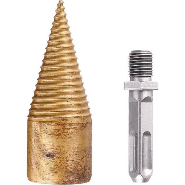 (32mm Square Shank) 32/42mm Titanium Coated HSS Firewood Splitter Drill Bit Wood Drilling Tools Chopper Breakers