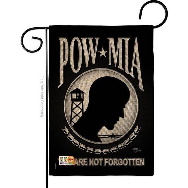 Breeze Decor BD-MI-G-108062-IP-DB-D-US11-BD 13 x 18.5 in. POW-MIA Burlap Americana Military Impressions Decorative Vertical Double Sided Garden Flag
