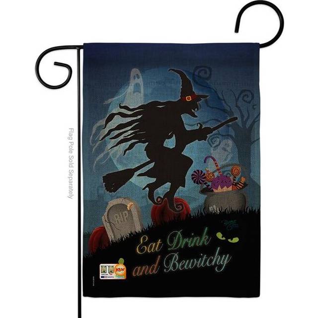 Breeze Decor BD-HO-G-112005-IP-DB-D-US15-BD 13 x 18.5 in. Bewitchy Burlap Fall Halloween Impressions Decorative Vertical Double Sided Garden Flag
