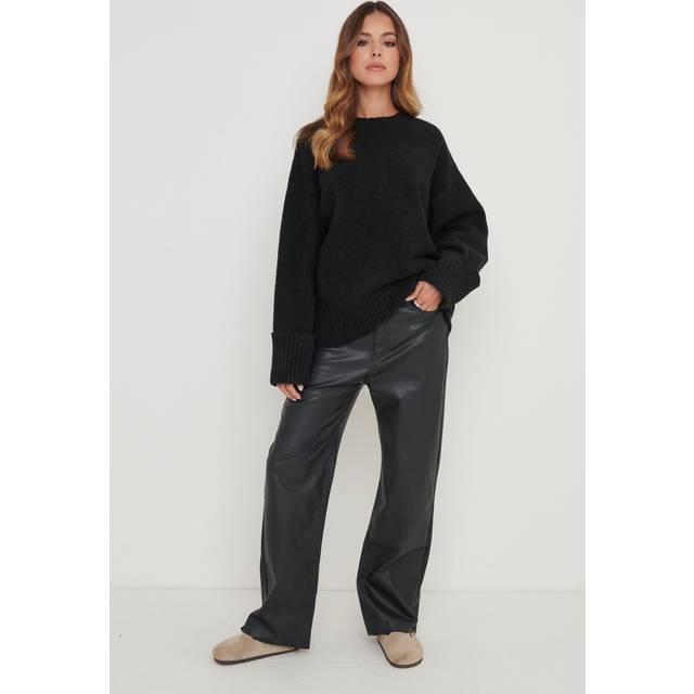 Camille Oversized Borg Jumper - Black, XXL