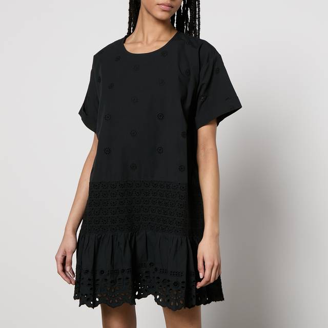 Sea New York Elysse Broderie Anglaise Cotton Mini Dress - S - Black