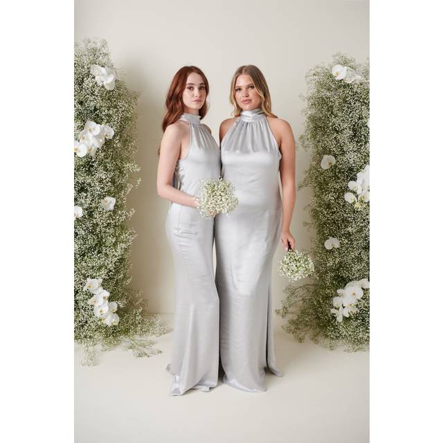 Odelle Maxi Bridesmaid Dress - Matte Silver, 10