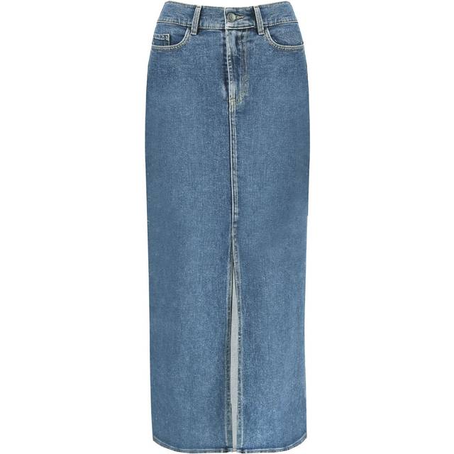 Ro&Zo Womens Petite Mid Wash Blue Denim Midaxi Skirt - Size 16 UK