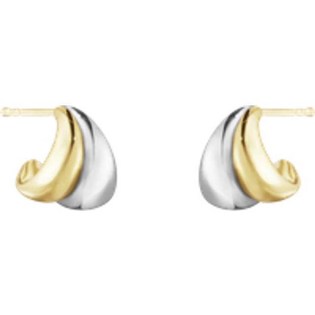 Georg Jensen Curve Sterling Silver 18ct Yellow Gold Small Hoop Earrings
