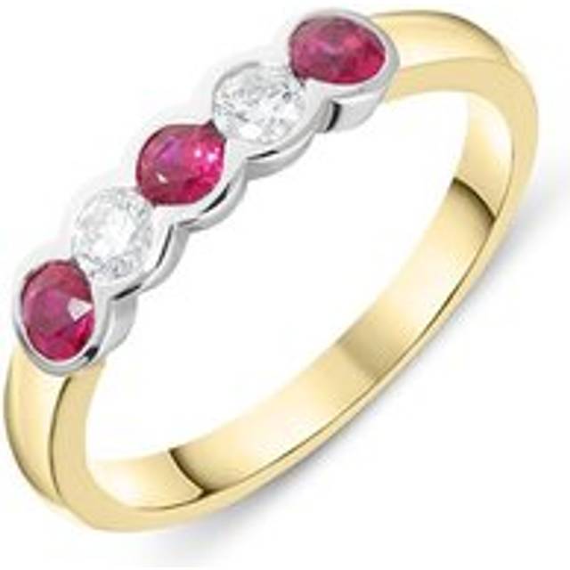 18ct Yellow Gold 0.40ct Ruby Diamond Half Eternity Ring