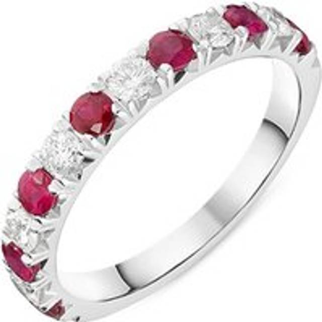 18ct White Gold 0.52ct Ruby Diamond Half Eternity Ring