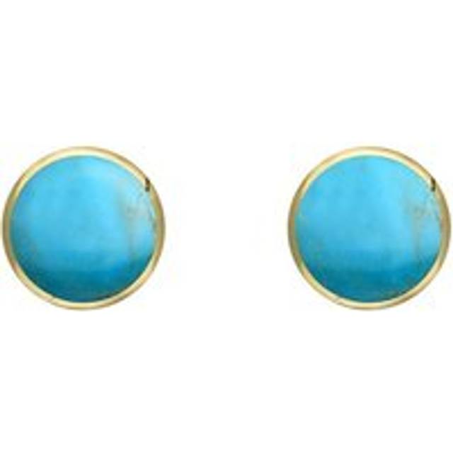 9ct Yellow Gold Turquoise 5mm Classic Small Round Stud Earrings