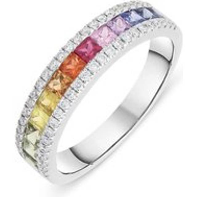 18ct White Gold 1.03ct Rainbow Sapphire Diamond Ring