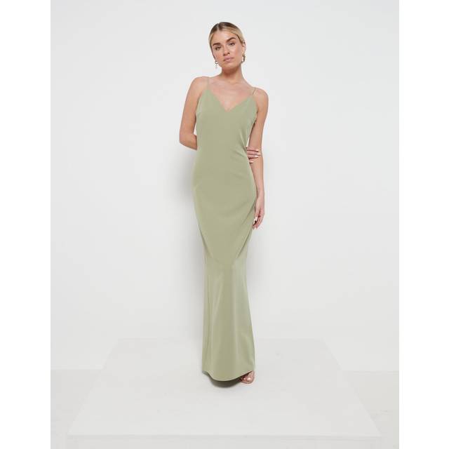 Tillie V-Neck Maxi Bridesmaid Dress - Olive, 16