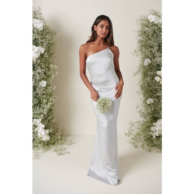 Amelia Maxi Bridesmaid Dress - Matte Silver, 8