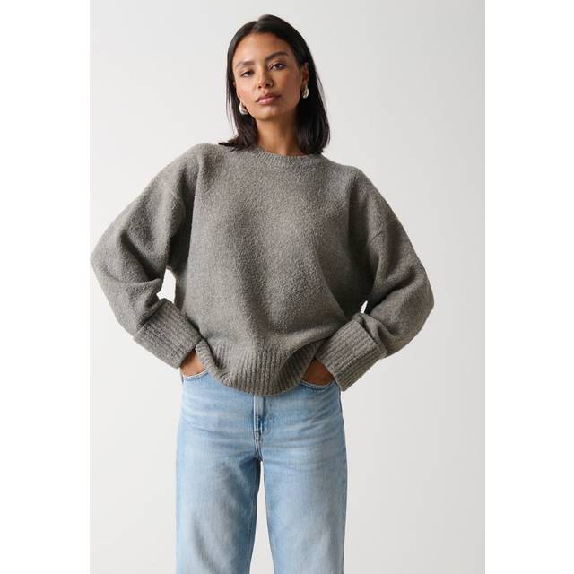 Camille Oversized Borg Jumper - Charcoal, M