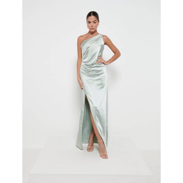 Amelia Ruched Maxi Bridesmaid Dress - Matte Sage, 6