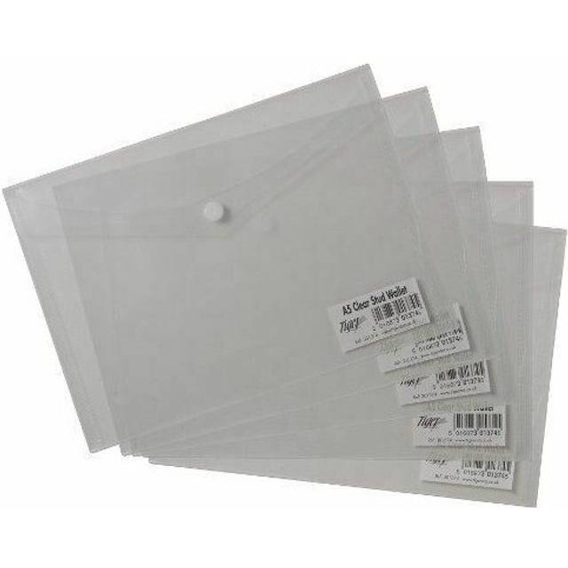 MantraRaj A5 Clear Stud Wallet Plastic Folder Clear Plastic Document Holder File With Press Stud Popper